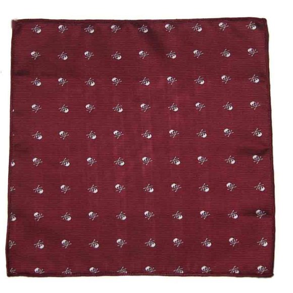 Gascoigne Pocket Square Red White Skull & Crossbones Men's - Picture 2 of 2